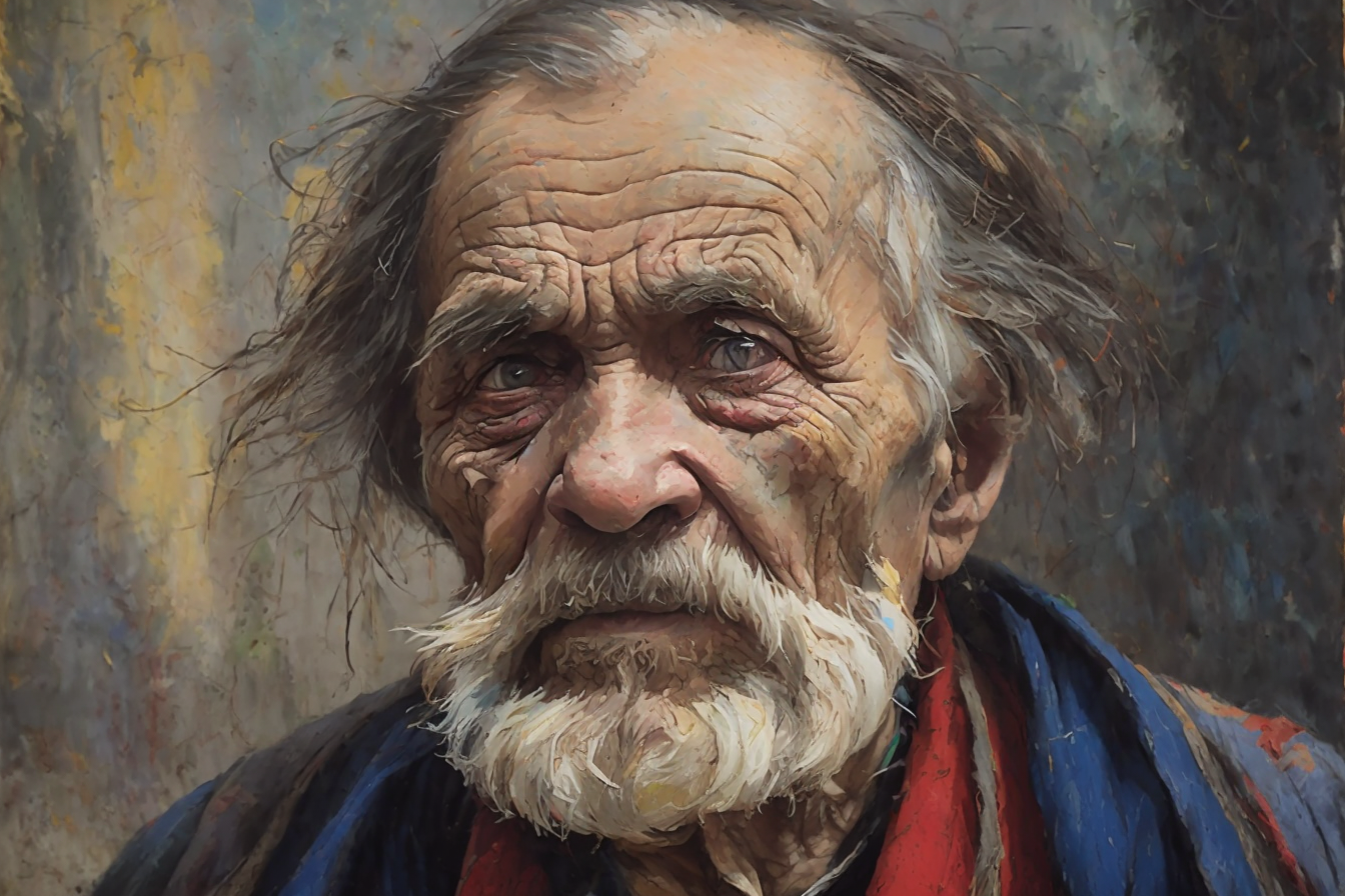 07239-106687929-A portrait of poor russian 1800 old worker in rags, ((overwhelming fatigue )), wrinkles of age, concept art, oil pastel painting.png